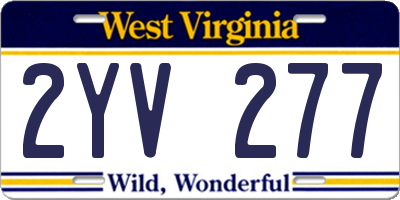 WV license plate 2YV277