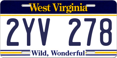 WV license plate 2YV278