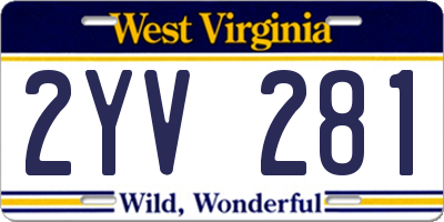 WV license plate 2YV281