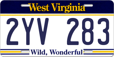 WV license plate 2YV283