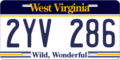 WV license plate 2YV286
