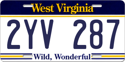 WV license plate 2YV287