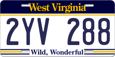 WV license plate 2YV288