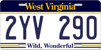 WV license plate 2YV290