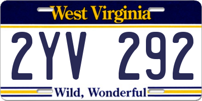 WV license plate 2YV292
