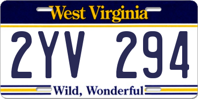 WV license plate 2YV294