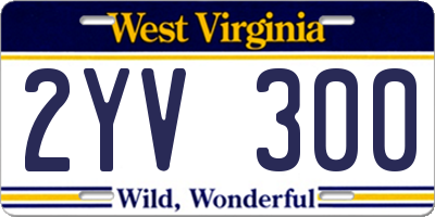 WV license plate 2YV300