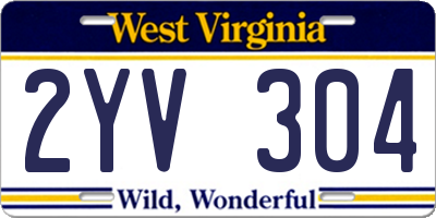 WV license plate 2YV304