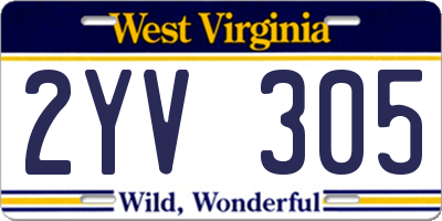 WV license plate 2YV305