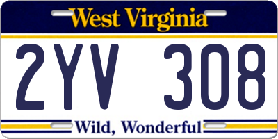 WV license plate 2YV308