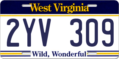 WV license plate 2YV309
