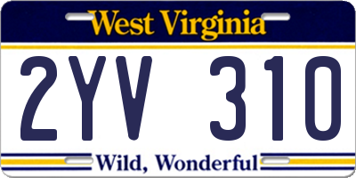 WV license plate 2YV310