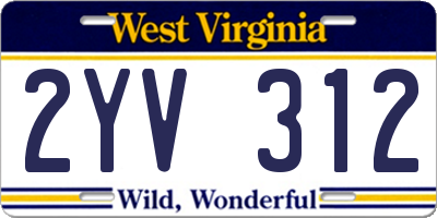 WV license plate 2YV312