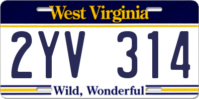 WV license plate 2YV314