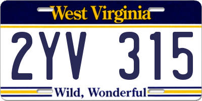 WV license plate 2YV315