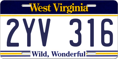 WV license plate 2YV316