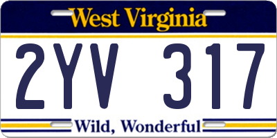 WV license plate 2YV317