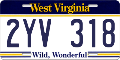 WV license plate 2YV318