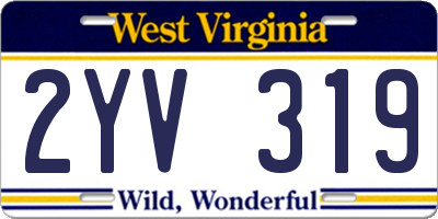 WV license plate 2YV319