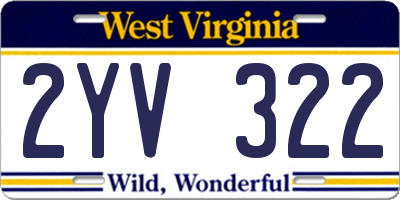 WV license plate 2YV322