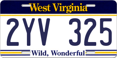 WV license plate 2YV325