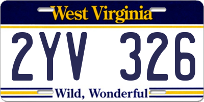 WV license plate 2YV326