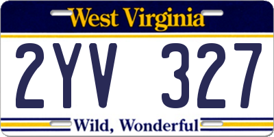 WV license plate 2YV327