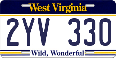 WV license plate 2YV330