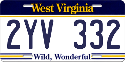 WV license plate 2YV332