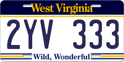 WV license plate 2YV333