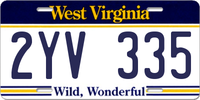 WV license plate 2YV335
