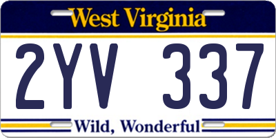 WV license plate 2YV337