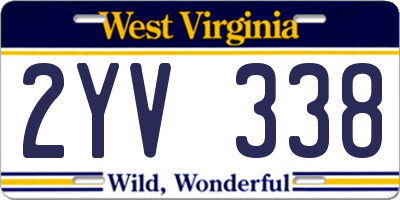 WV license plate 2YV338