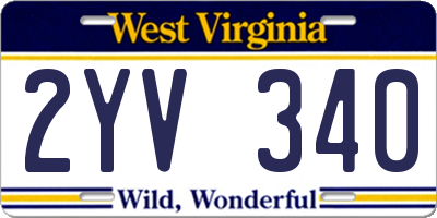 WV license plate 2YV340