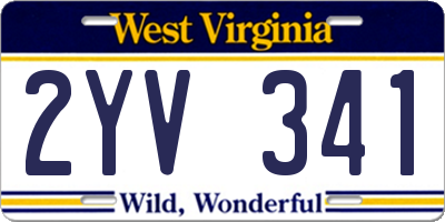 WV license plate 2YV341