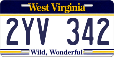 WV license plate 2YV342