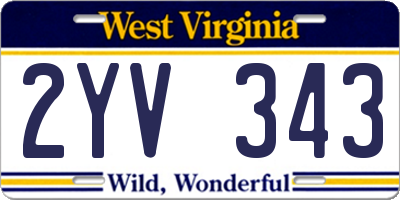 WV license plate 2YV343