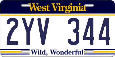 WV license plate 2YV344