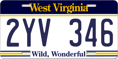 WV license plate 2YV346