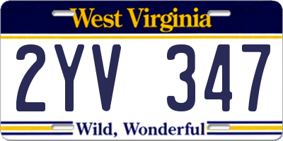 WV license plate 2YV347