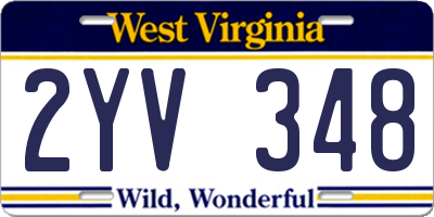 WV license plate 2YV348