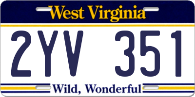 WV license plate 2YV351