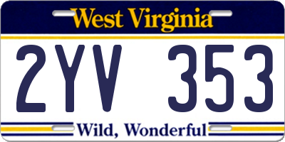 WV license plate 2YV353