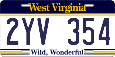 WV license plate 2YV354