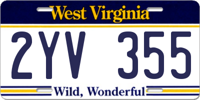 WV license plate 2YV355