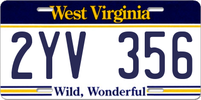 WV license plate 2YV356