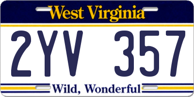 WV license plate 2YV357