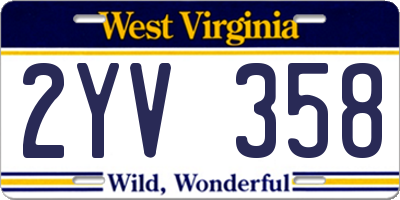 WV license plate 2YV358