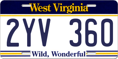 WV license plate 2YV360