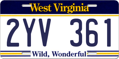 WV license plate 2YV361